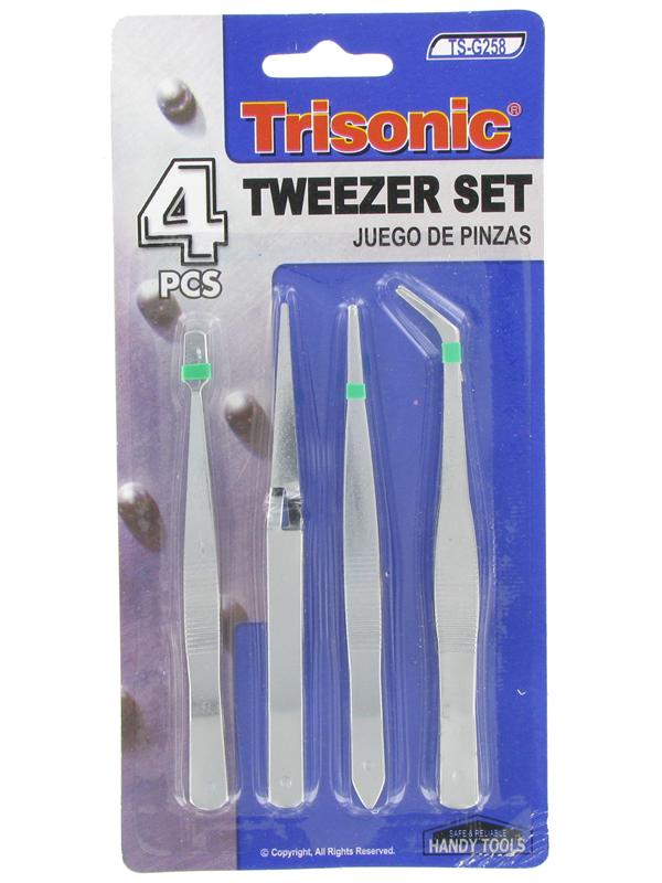 Trisonic TS-G258 4-Piece Tweezer Set